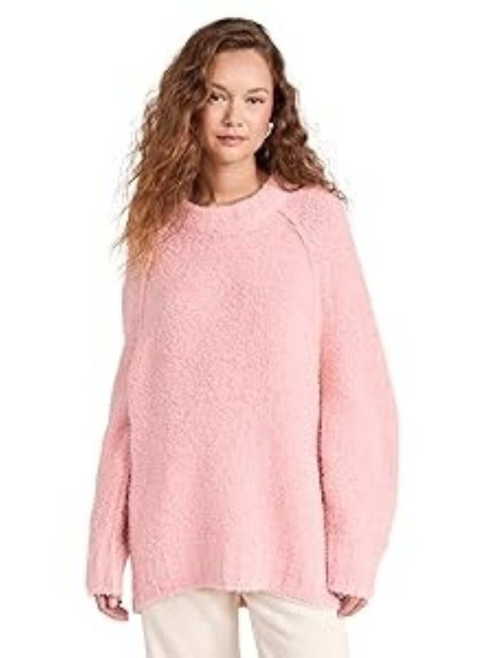 EUC Free People Teddy Sweater Tunic in Pale Rosette- Size XS